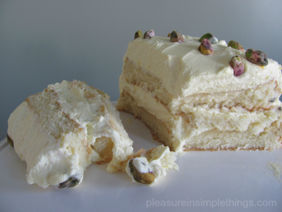 Photo of Persian Love Cake...a recipe that embraces the Middle Eastern flavors of saffron, rosewater, pistachio, and cardamom.