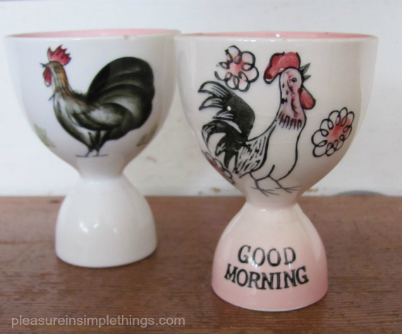 vintage egg cups with roosters