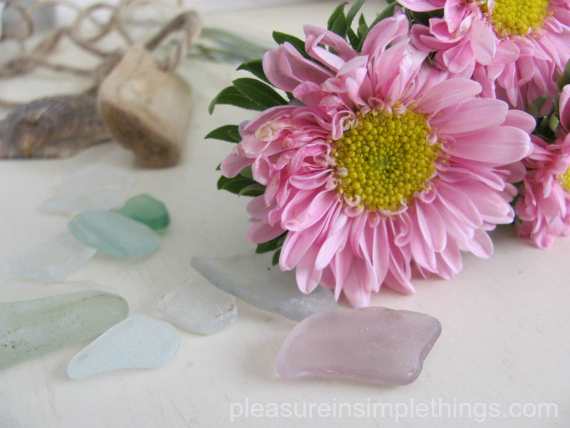 flowers and seaglass